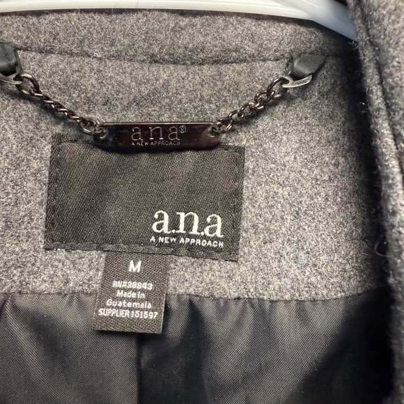 a.n.a Peacoat Women Medium Gray Wool Blend Double Breasted Belt - Picture 3 of 11